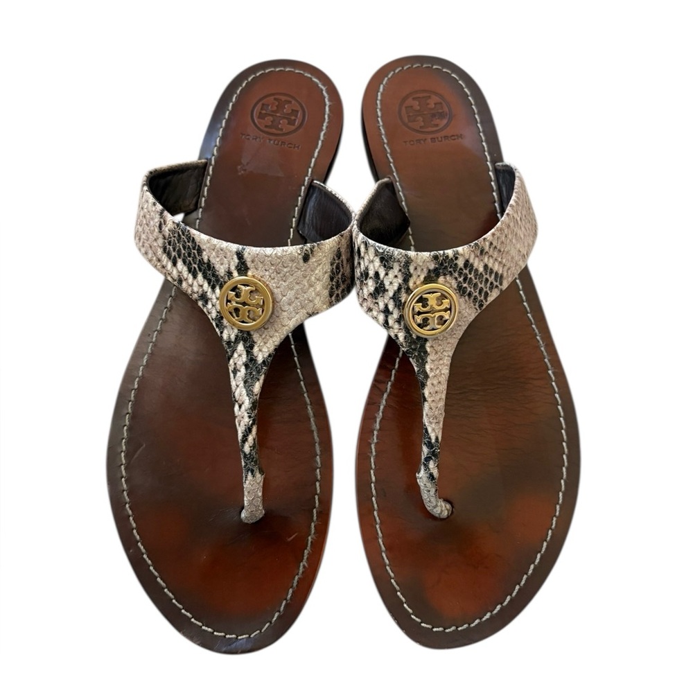 Tory Burch Women's Cameron Python Leather Flip Fl… - image 2